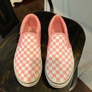 Girls pink checkered Vans size 5